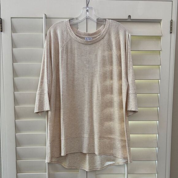 love, Fire Sweaters - love, Fire Beige Ribbed Sweater